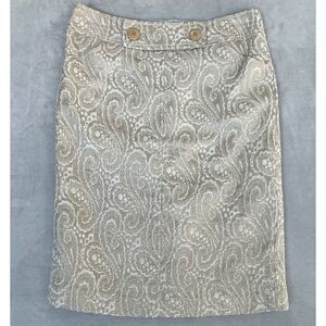 Talbots Skirt Womens Petite 2P Gold Metallic Brocade‎ Quiet Luxury Old Money